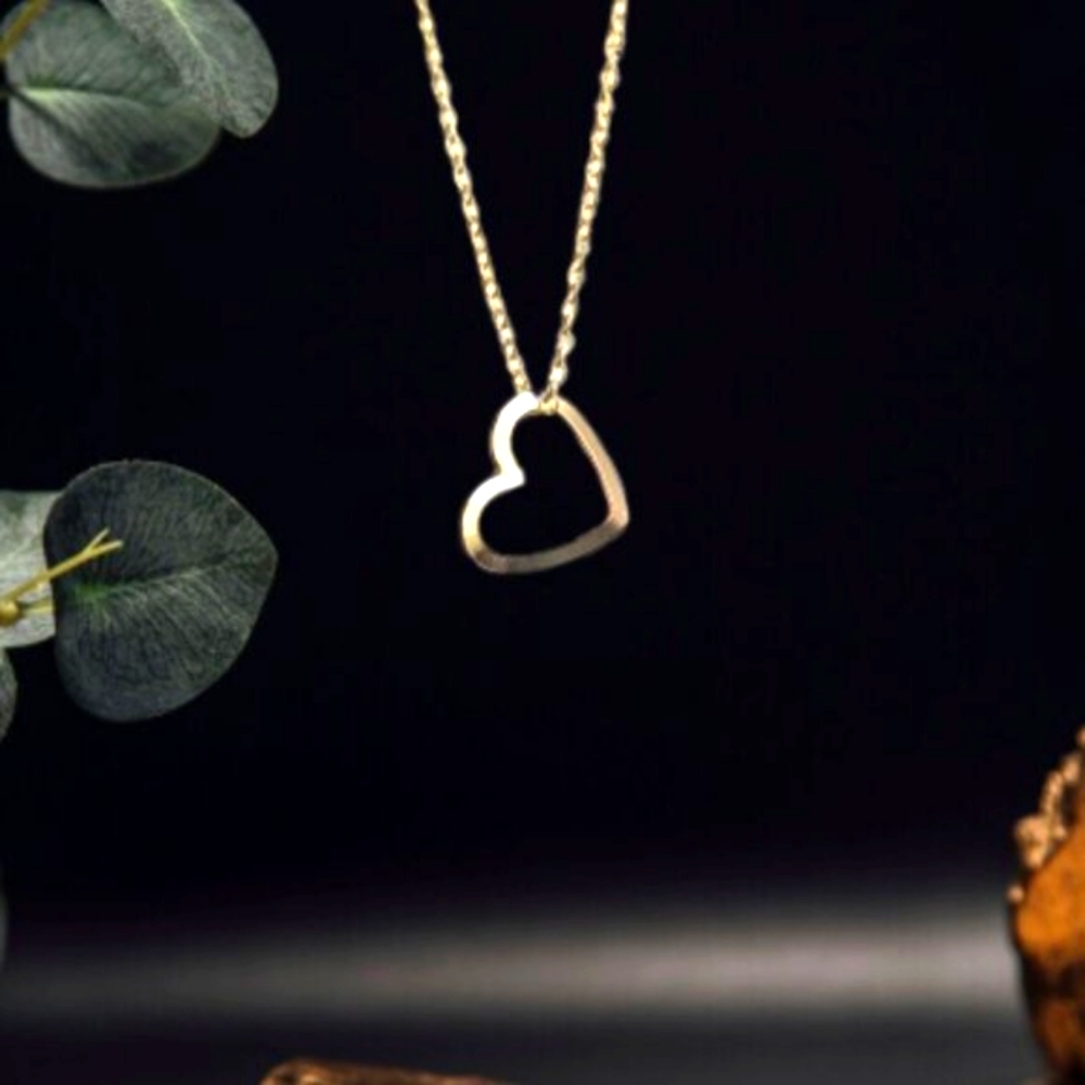 Gold Plated Light Dainty Heart Necklace - Picture 9 of 10